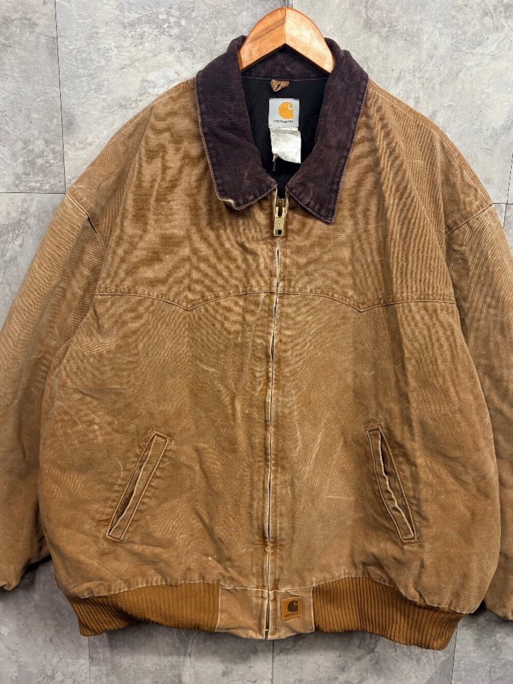 Carhartt J14 Santa Fe Jacket Men's 4XL Tan Quilted Lined Duck Canvas Vintage